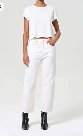 AGOLDE Denim - AGOLDE 90's Crop Mid Rise Straight Leg Jeans in off white size 31
